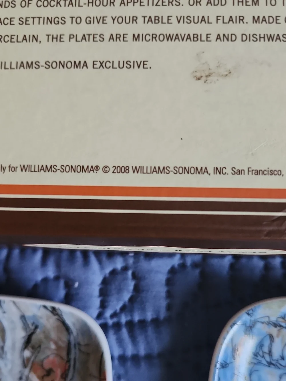 Set Of 4 Williams-Sonoma Garcon Porcelain Cocktail Plates Like New